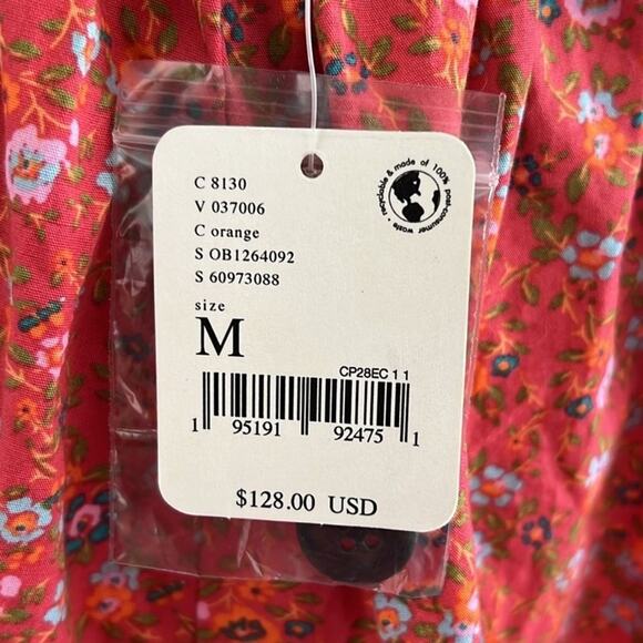 Free People Mini Dress Womens Medium Petunia Floral Apron Smocked Boho NWT - Picture 5 of 14